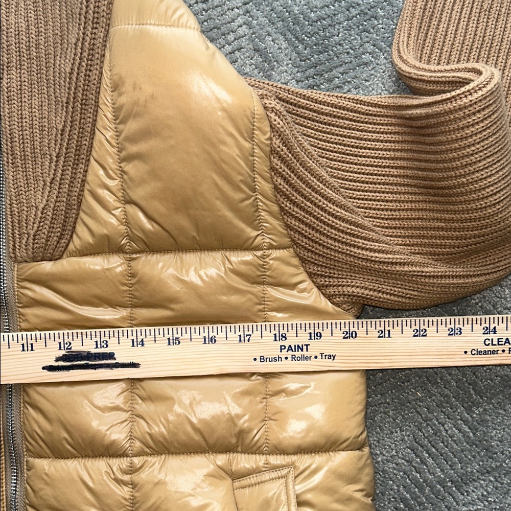Varley  Mayten Knit Brown Puffer Jacket with Ribbed Sleeves Size Small, - Picture 13 of 15